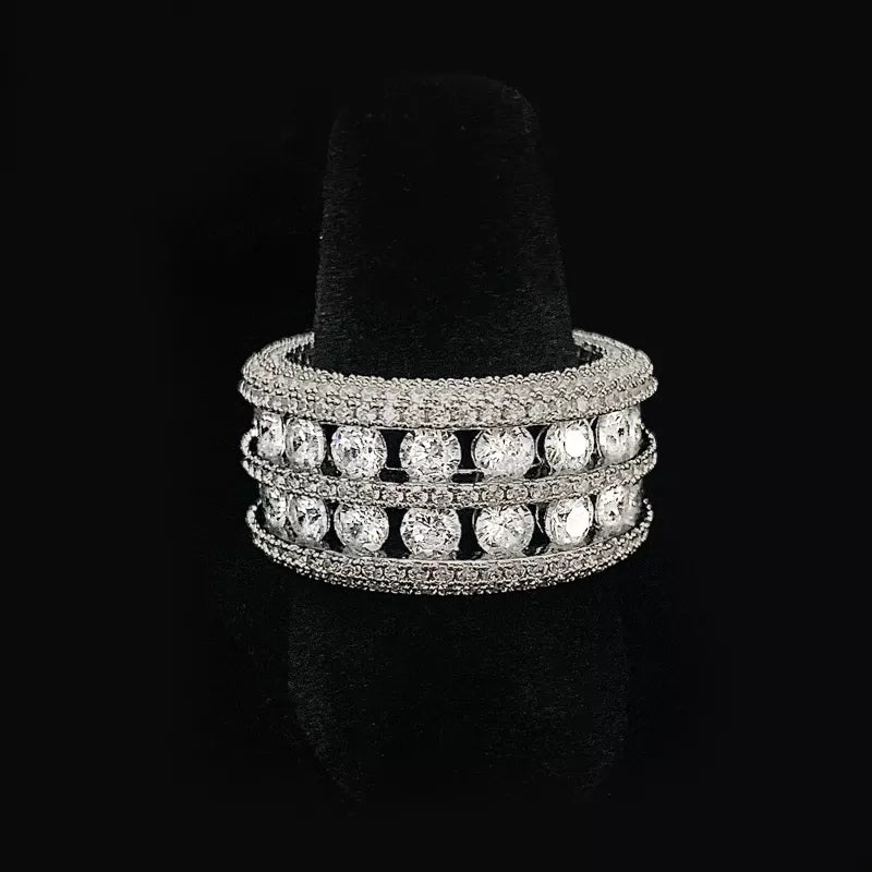 Double Row Diamond Round Band Ring