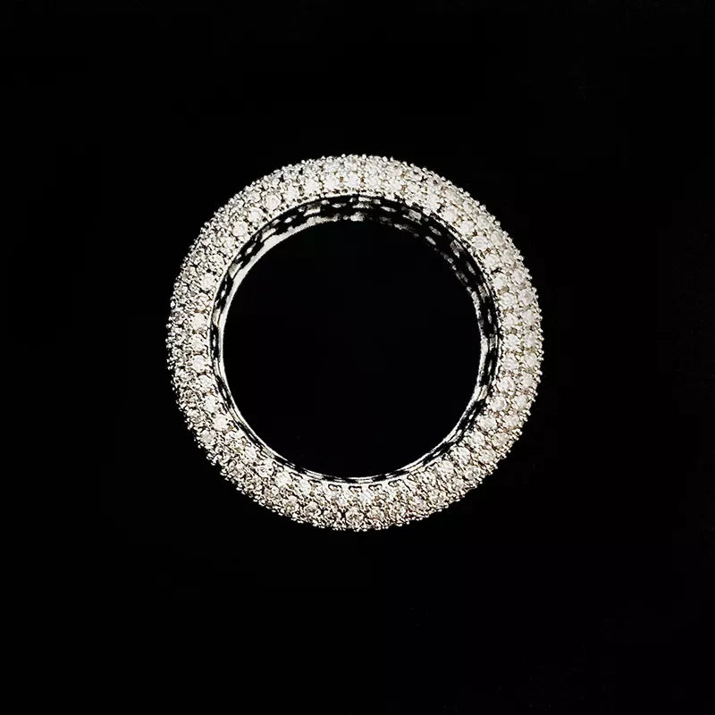 Double Row Diamond Round Band Ring