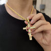 Snake Wrapped Cross Diamond Pendant