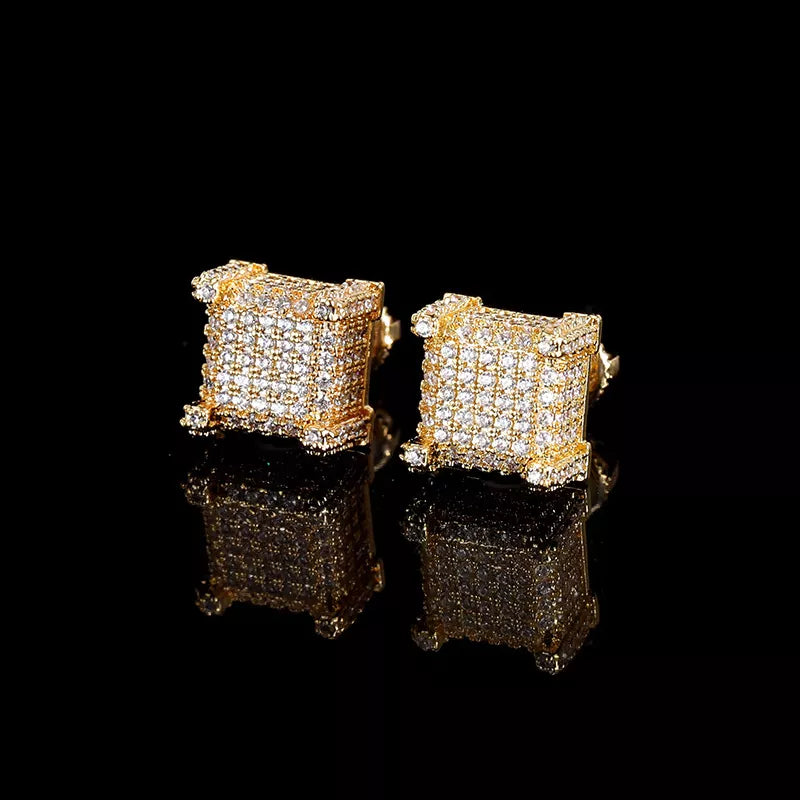 Iced Out Square Diamond Earrings