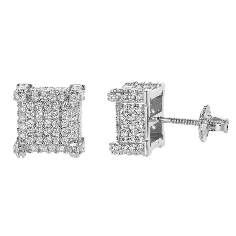Iced Out Square Diamond Earrings
