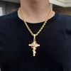 Snake Wrapped Cross Diamond Pendant