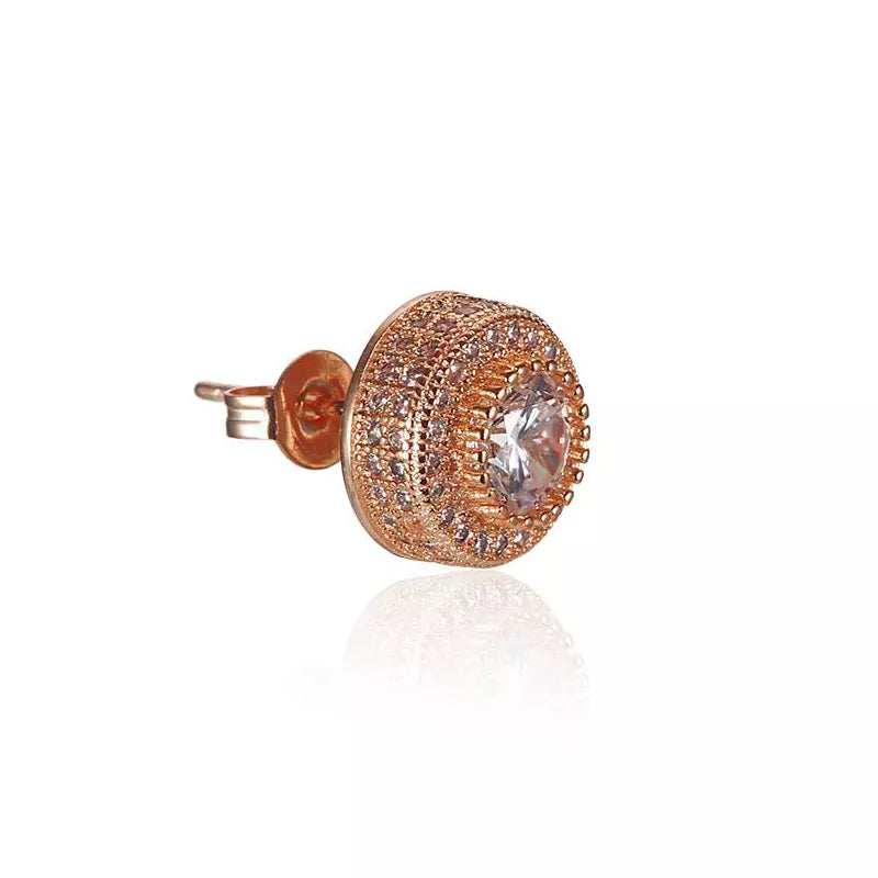 Round Diamond Center Stone Stud Earrings