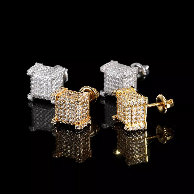 Iced Out Square Diamond Earrings