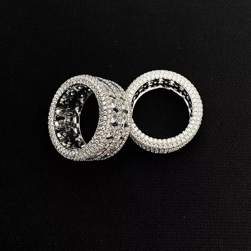 Double Row Diamond Round Band Ring